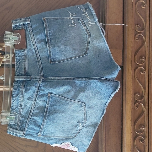 Zara Embroidered Distress/Destroy Denim Shorts - Picture 7 of 9